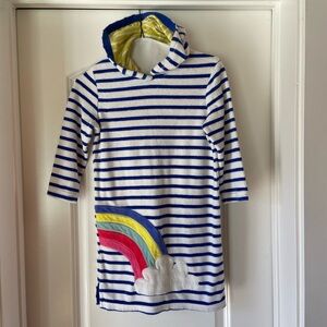 Boden rainbow toweling swim cover up, size 6-7